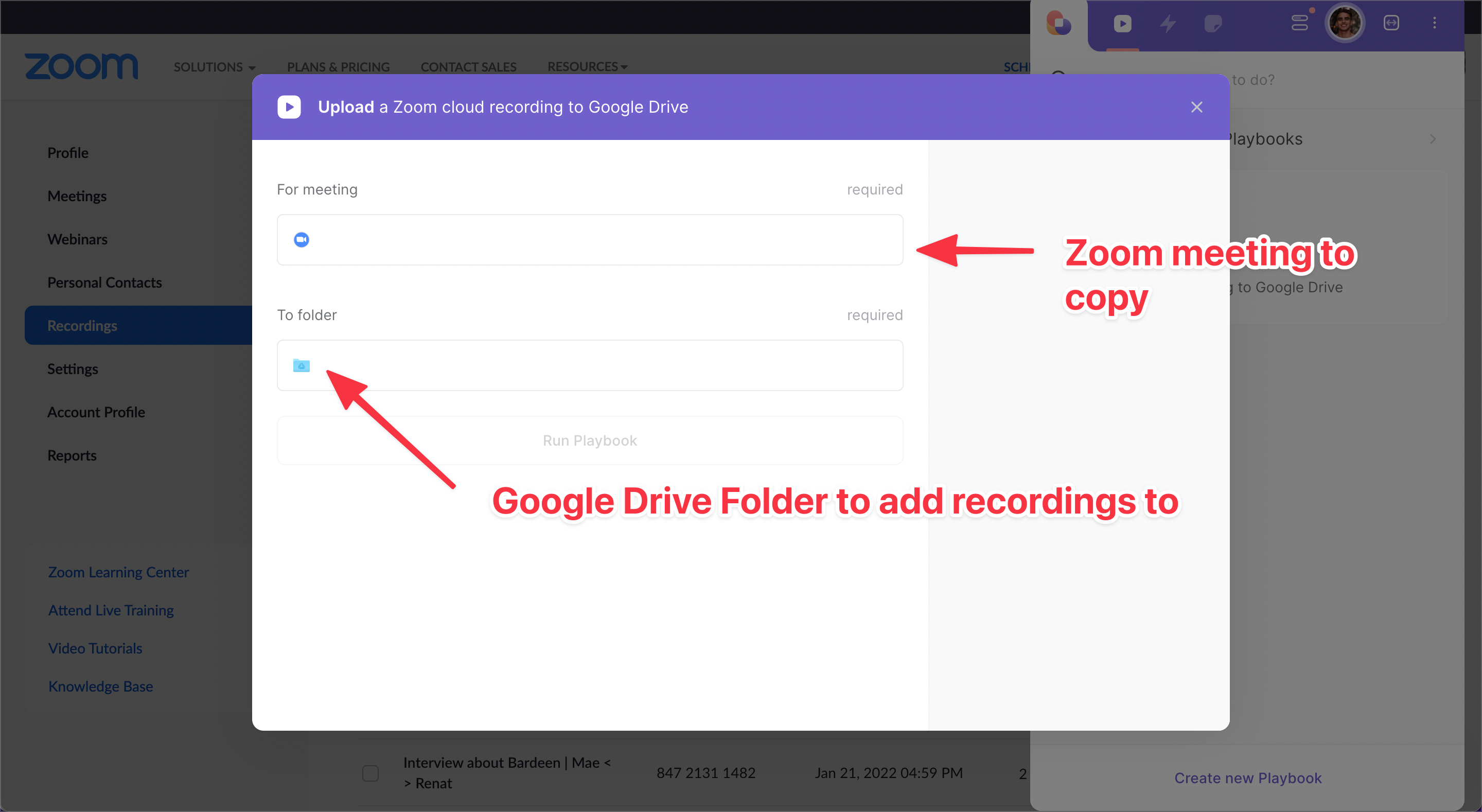 Upload a Zoom cloud recording to Google Drive